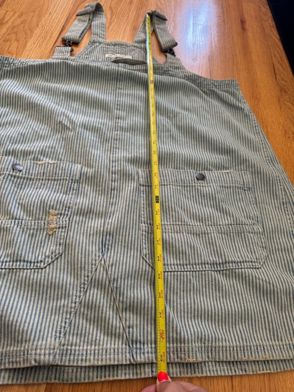 We the Free Smocked mini overall dress in Railroad stripe - Picture 10 of 13